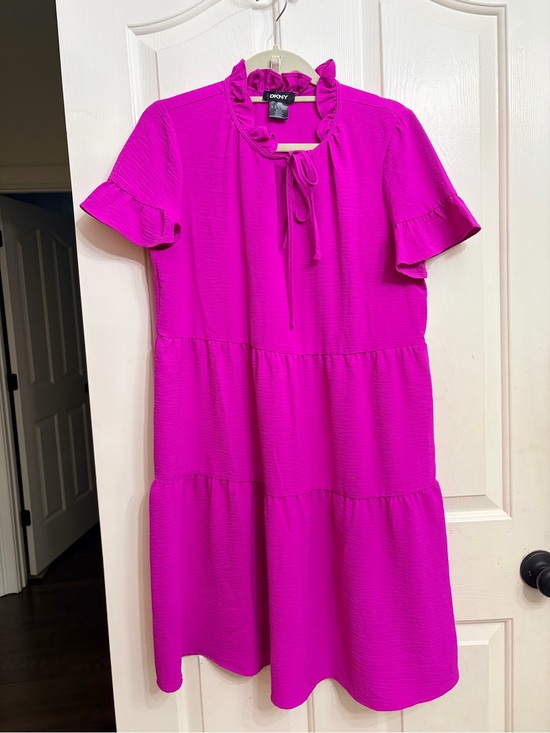 Dkny Dresses & Skirts - DKNY Bright Fuchsia Ruffle-Tie Tiered Mini Dress